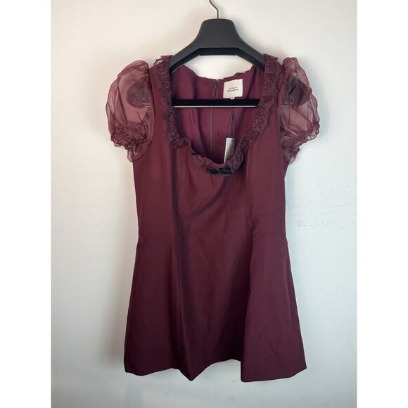 Reformation x Kacey Musgraves Bunny Mini Dress Chianti Burgundy Red Size 10P - Picture 1 of 9